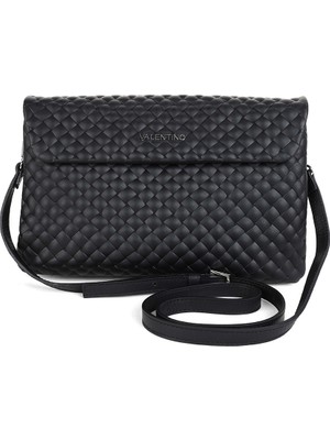 Valentino Kadın Örgü Dokulu Deri El ve Omuz Çantası - Siyah