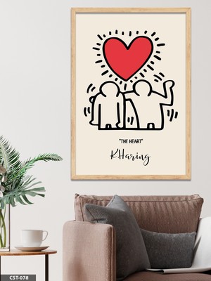 Evine Moda The Heart Illüstrasyon Tek Parça Ahşap Çerçeveli Tablo