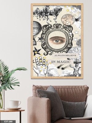 Evine Moda Always Believe Mitoloji Tek Parça Ahşap Çerçeveli Tablo