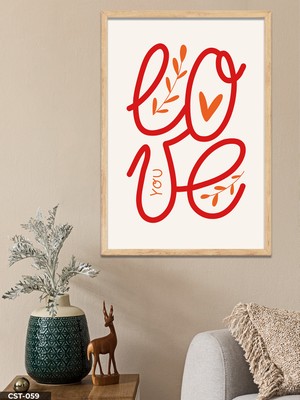 Evine Moda Love You Tek Parça Ahşap Çerçeveli Tablo