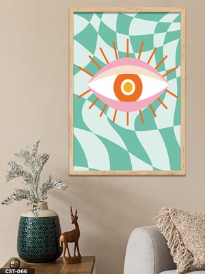 Evine Moda Renkli Göz Tek Parça Ahşap Çerçeveli Tablo