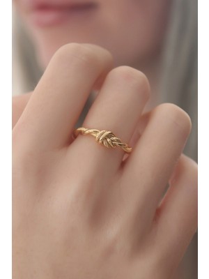 MiraLive Gold Renk Halat Düğüm Model Kadın Yüzük - TJ-BYK2416