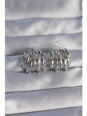 MiraLive Pirinç Gümüş Renk Tırtıklı Bombe Model Küpe - TJ-BKP9088