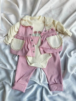 bebexy  Çiçek Ceketli Alt Üst Takım 3 Parça Pembe