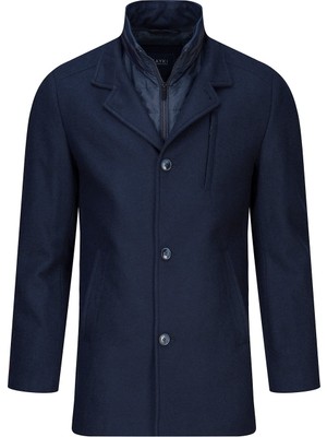 Hatemoğlu Lacivert Slim Fit Hakim Yaka Yünlü Kaşe Palto