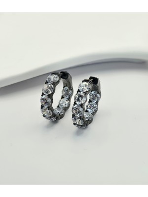 missamori 925 Ayar Gümüş Zirkon Taşlı Lumina Loop Halka Küpe