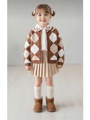 bebexy Baklava Deseni Detaylı Yelekli Gri 3'lü Takım Tavşanlı