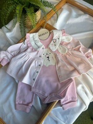 bebexy T.pembe Tavşan Ceketli Alt Üst Takım 3 Parça