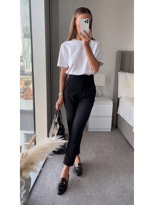 Modeva Global Kadın Önü Flotalı Dar Paça Yüksek Bel Havuç Pantolon