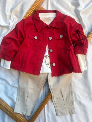 bebexy Kırmızı Kot Ceket Takım