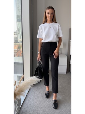 Modeva Global Kadın Önü Flotalı Dar Paça Yüksek Bel Havuç Pantolon