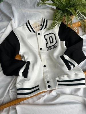 bebexy D Baskılı Kolej Ceketi Beyaz