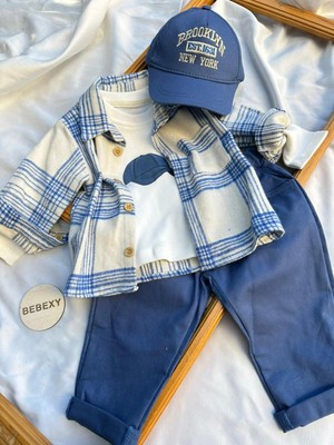 bebexy Şapkalı Oduncu Mavi Takım