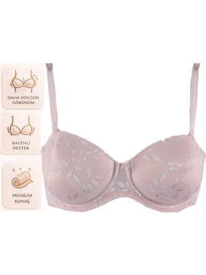 Bipamuk Kadın Destekli Dantelli Sütyen Şekillendirici Push Up