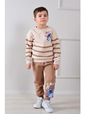 bebexy Stitch Baskılı Alt Üst Takım Kahverengi