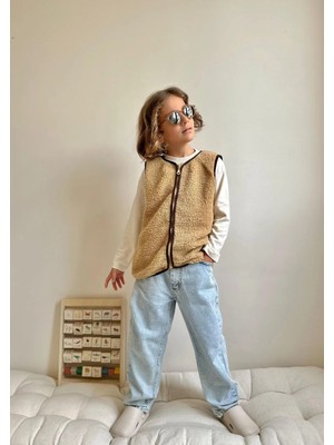 bebexy Yakasız Welsoft Fermuarlı Yelek Camel