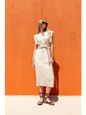 Kameya Kuşaklı Midi Elbise 25S40728