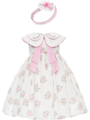 Mojo Bebek Pamina Kız Bebek 6-24 Ay Çiçek Işlemeli Bebe Yaka Elbise Ekru