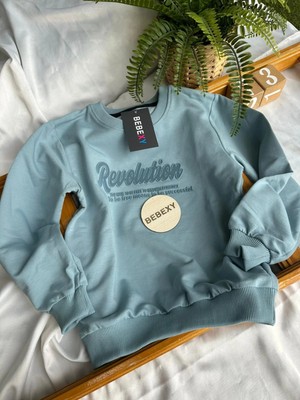 bebexy Revolution Yazılı Mavi Sweat