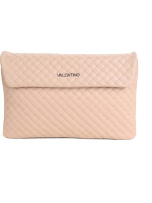 Valentino Kadın Örgü Dokulu Deri El ve Omuz Çantası - Pudra