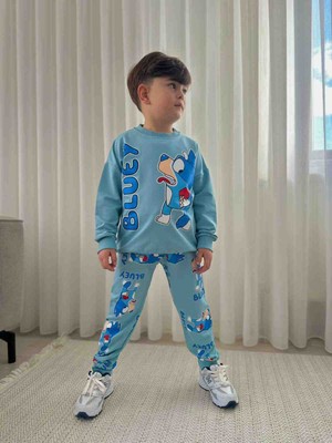 Jeliboom Mavi Blue Baskılı Erkek Çocuk Eşofman Takımı