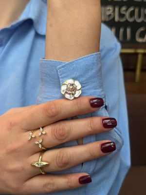 Renda Accessory Renda Beş Yapraklı Çiçek Düğme Kapağı Toz Pembe Trend (2 Adet)