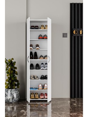 Kzy Mobilya 8 Raflı Ayakkabılık Beyaz