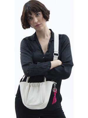 Benetton Kadın Naturel El Çantası - Beyaz