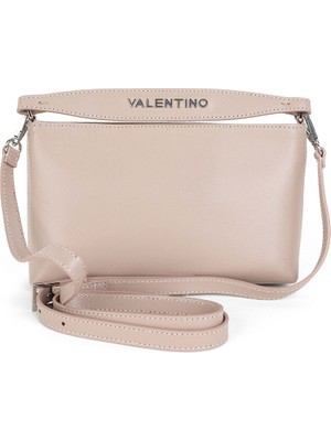 Valentino Kadın Dokulu Deri El ve Omuz Çantası - Pudra