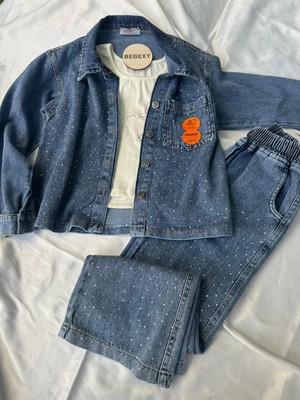 bebexy Mavi Kot Takım Taş Detaylı 2