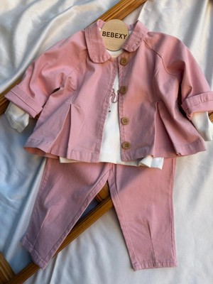 bebexy Pembe Kot Ceket Takım