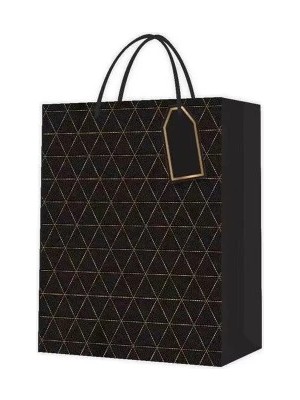 Eco Lounge Siyah Desenli Büyük Boy Karton Çanta