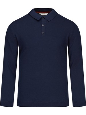 Hatemoğlu Lacivert Regular Fit Polo Yaka Rayon Kazak