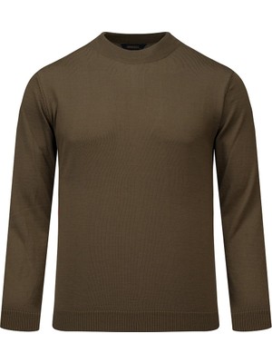 Hatemoğlu Haki Regular Fit Yarım Balıkçı Yaka Yünlü Kazak