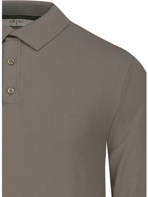 Hatemoğlu Vizon Regular Fit Polo Yaka Rayon Kazak