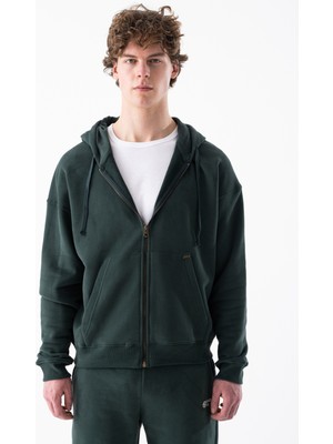 Erkek Tam Fermuarlı ve Bol Kesim Kapüşonlu Üst
