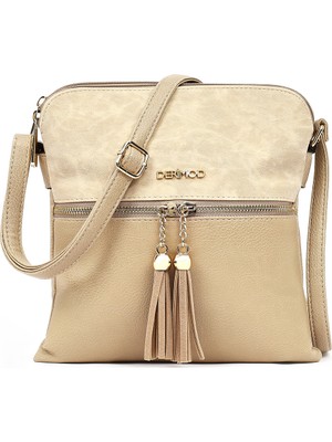 Derimod Kadın Bej Uzun Askılı Püsküllü Çapraz Çanta 25WBD212714