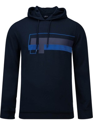 Hatemoğlu Lacivert Regular Fit Baskılı Kapüşonlu Sweatshirt