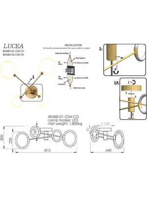Lucea Pontı 4 Lu Ledlı Eskıtme Plafonyer 39W 3000K