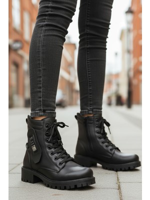 Ayakmod 24024 Içi Polarlı Kaymaz Taban Siyah Kadın Bot