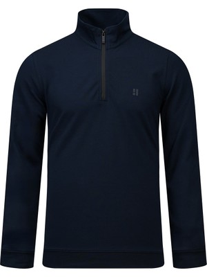 Hatemoğlu Lacivert Regular Fit Yarım Balıkçı Yaka Fermuarlı Sweatshirt