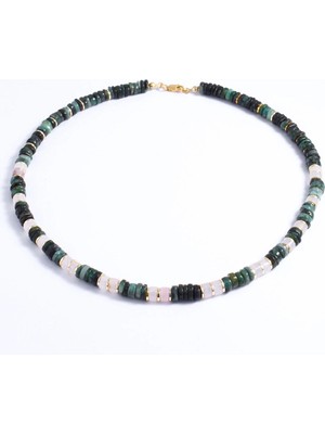 Santi Zümrüt ve Ay Taşlı Kolye