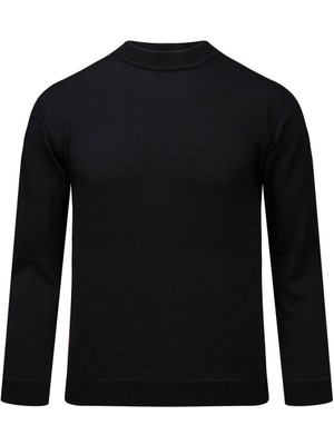 Hatemoğlu Siyah Regular Fit Yarım Balıkçı Yaka Rayon Kazak