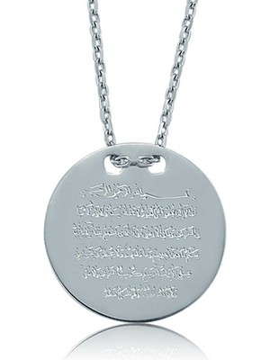 Noip 925 Ayar Gümüş Ayetel Kürsi Yazılı Plaka Kadın Gümüş Kolye PT2610219 (925)