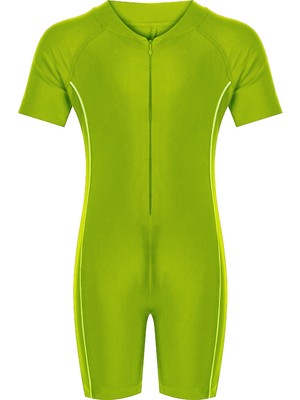 Tulum Kısa Kollu Şortlu Çocuk Yüzücü Mayo Clous 5155 Neon Yeşili Remsa Mayo