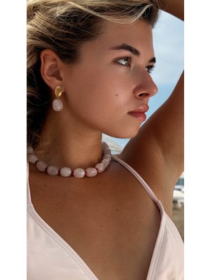 Pink Pembe Kuvars Küpe