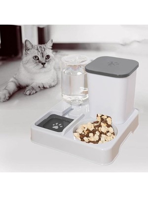 Techtic Otomatik Kedi&köpek Mama Su Kabı 2'si 1 Arada Su Sebili Evcil Hayvanlar Için Mama ve Su Kabı