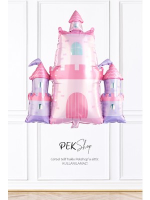 Pekshop Pembe Şato Folyo Balon Prenses Şatosu Prenses Tema Parti Balonu