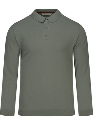 Hatemoğlu Yeşil Regular Fit Polo Yaka Rayon Kazak