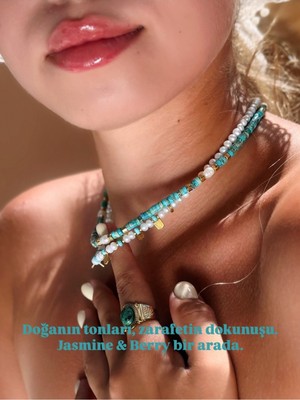 Jasmine Turkuaz Taşı ve Inci Kolye